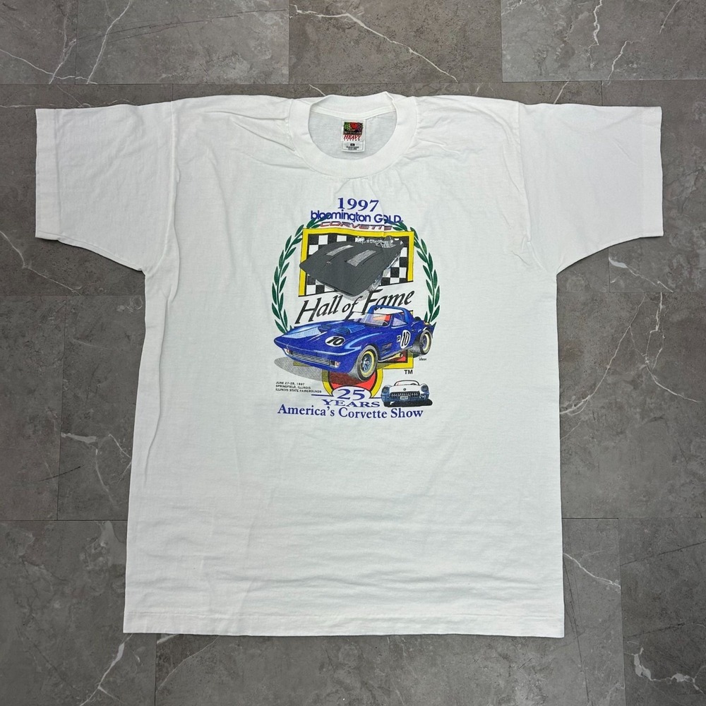 90s Vintage Corvette Graphic Tee Mens XL Bloomington Gold Chevy Chevrolet Shirt